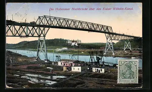 AK Kiel, Die Holtenauer Hochbrücke über den Kaiser Wilhelm-Kanal