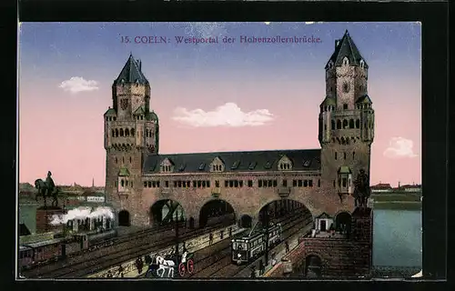 AK Coeln a. Rh., Westportal der Hohenzollernbrücke