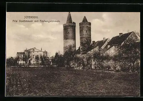 AK Jüterbog, Alte Stadtmauer mit Festungstürmen