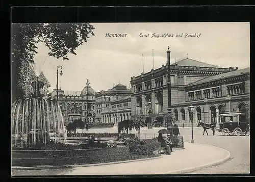 AK Hannover, Ernst Augustplatz und Bahnhof