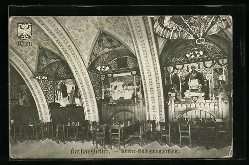 AK Wien, Gasthaus Rathauskeller, Kinder-Huldigungsfestzug