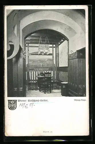 AK Wien, Gasthaus Rathaus-Keller, Alsegg-Loge, Innenansicht