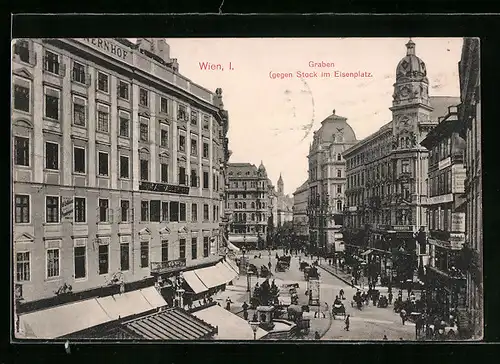 AK Wien, Graben mit Hotel und Eisenplatz