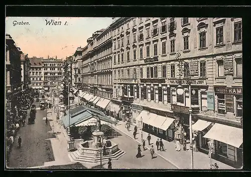 AK Wien, Grabenpartie mit Brunnen