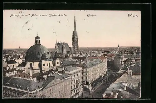 AK Wien, Graben mit Peters- und Stefanskirche