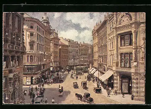 AK Wien, Graben, Passanten vor den Geschäften