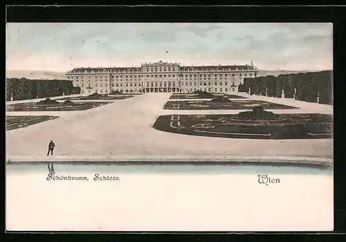 AK Wien, Schönbrunn, Schloss von den Anlagen aus gesehen