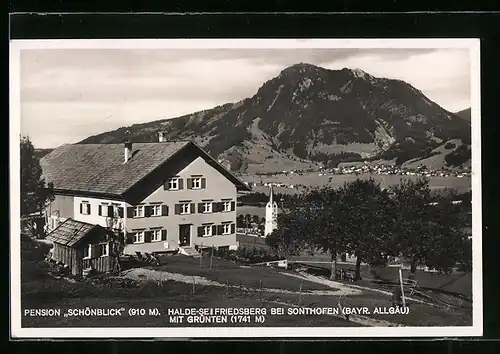 AK Halde-Seifriedsberg bei Sonthofen, Pension Schönblick mit Grünten
