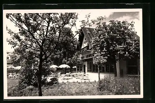 AK Krün /Bayr. Hochgeb., Hotelpension-Terrassen-Cafe Schönblick