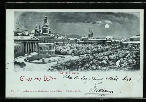 AK Wien, Franzensring im Winterglanz