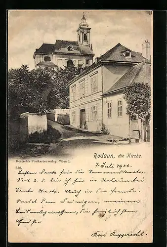 AK Wien, Rodaun, Blick zur Kirche