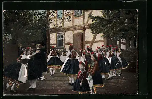 AK Hessische Trachten, Original Schwälmer Tanz