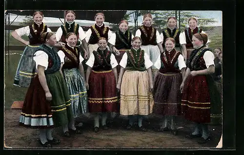 AK Frauen in hessischen Trachten im Schlitzer Land