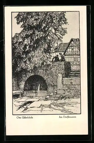 Künstler-AK Otto Ubbelohde: Meine Wälder, Am Dorfbrunnen
