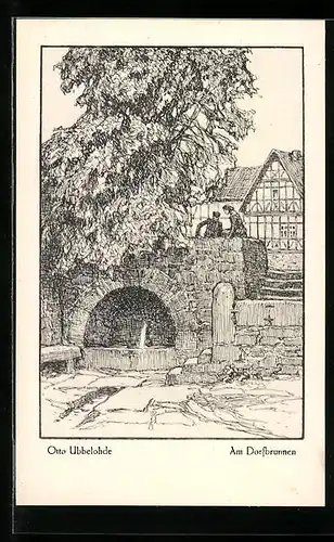 Künstler-AK Otto Ubbelohde: Meine Wälder, Am Dorfbrunnen
