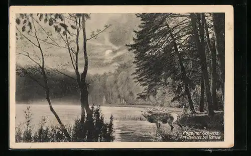 AK Tornow /Ruppiner Schweiz, Hirsch am Teufelsee