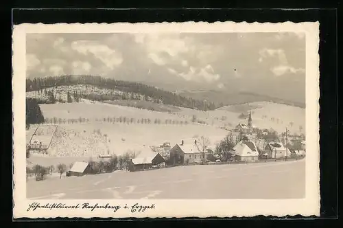 AK Rechenberg im Erzgeb. Blick auf den verschneiten Ort