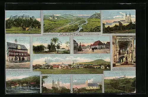AK Staffelstein, Ortsansicht und weitere zehn Ansichten aus dem Maintal