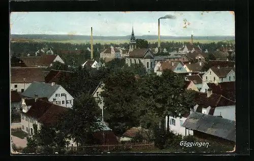 AK Göggingen, Ortsansicht aus der Vogelschau