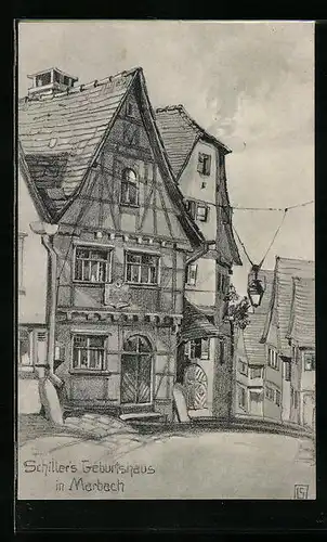 Künstler-AK Marbach, Schillers Geburtshaus