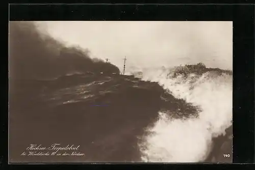 AK Hochsee-Torpedoboot bei Windstärke 10 in der Nordsee
