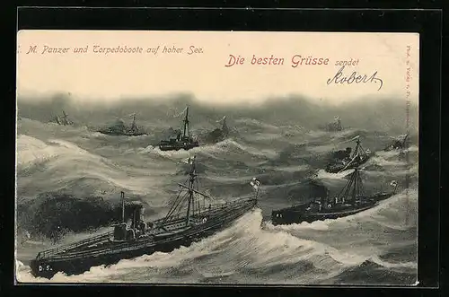 AK Panzer und Torpedoboote auf hoher See