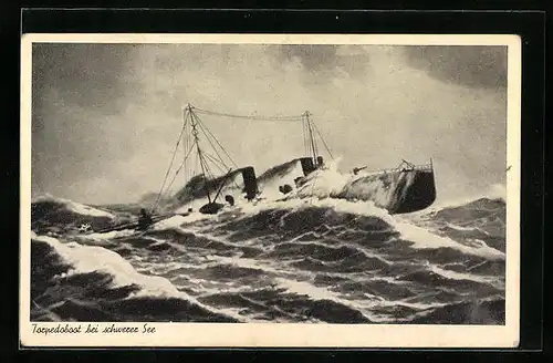 AK Torpedoboot bei schwerer See