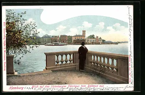 AK Hamburg, Blick auf das Uhlenhorster Fährhaus vom Bellevue aus