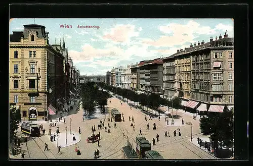 AK Wien, Schottenring mit Strassenbahn