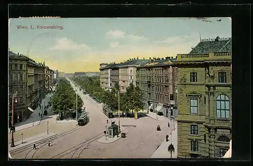 AK Wien, Kolowratring mit Strassenbahnen