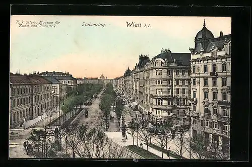 AK Wien, Stubenring mit Reisebüro Meteor