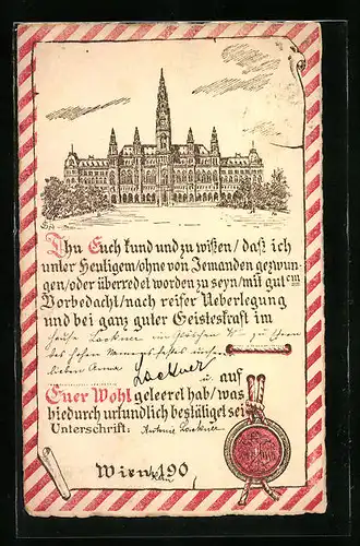 Lithographie Wien, Trinkurkunde, Schottenring