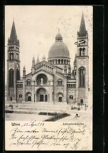 AK Wien, Antoniuskirche mit Vorplatz