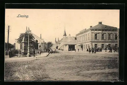 AK Wien-Liesing, Strassenpartie am Hotel Pibitz