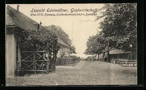 AK Wien, Gasthaus von Leopold Edelmüllner, Hameau, Holländerdörfel