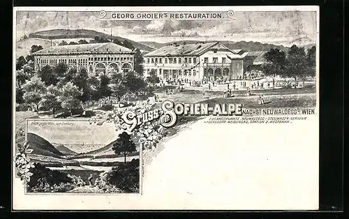 Künstler-AK Wien, Georg Groiers Restaurant auf der Sofien-Alpe