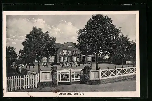 AK Sülfeld, Gruss aus dem Ort mit Schule