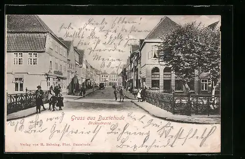 AK Buxtehude, Breitestrasse mit Passanten und Geschäften