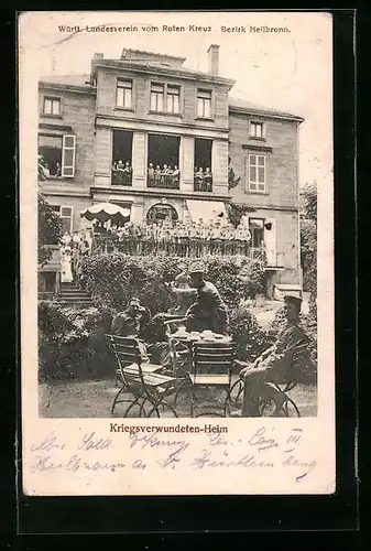 AK Heilbronn, Württ. Landesverein vom Roten Kreuz, Kriegsverwundeten-Heim mit Soldaten