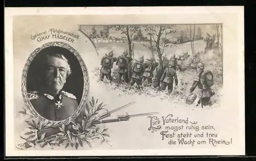 AK Heerführer General-Feldmarschall Graf Häseler, Soldaten in Uniform