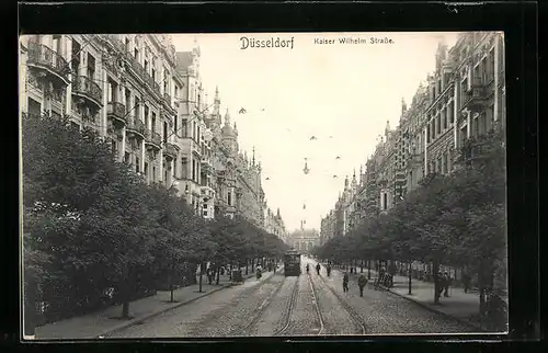 AK Düsseldorf, Strassenbahn in der Kaiser Wilhelm Strasse