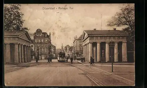 AK Düsseldorf, Strassenbahn am Ratinger Tor