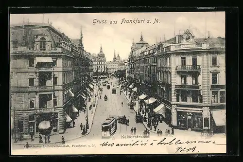 AK Frankfurt a. M., Strassenbahn auf der Kaiserstrasse