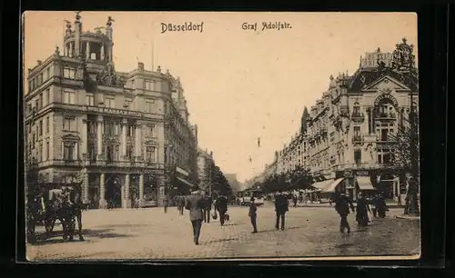 AK Düsseldorf, Graf Adolfstrasse mit Strassenbahn