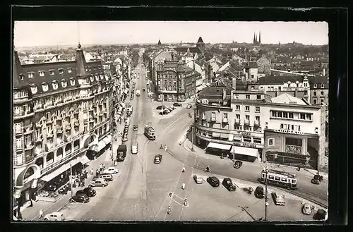 AK Luxembourg, Avenuede la Liberté et Vue genérale, Strassenbahn