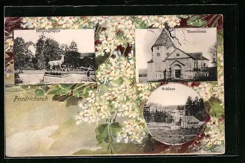 AK Friedrichsruh, Hirschgruppe, Mausoleum und Schloss