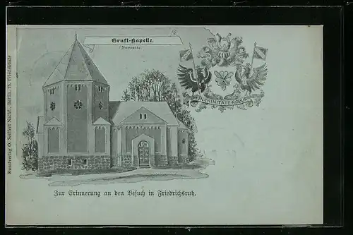 Lithographie Friedrichsruh, Gruft-Kapelle von der Südseite