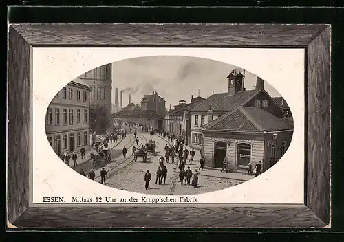 AK Essen, Krupp`sche Fabrik, Mittags um 12 Uhr