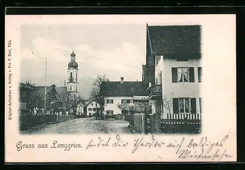 AK Lenggries, Strassenpartie mit Wohnhäuser