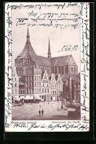 AK Rostock, Marienkirche mit Markt